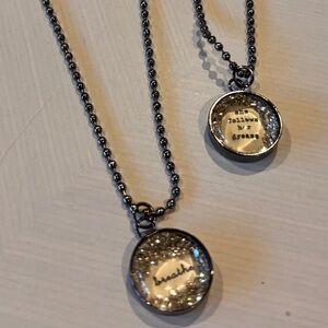 Inspirational Silver Pendant Necklaces
Set of 2